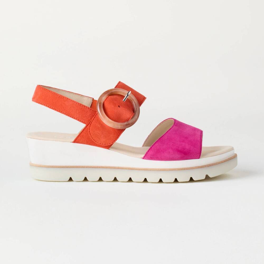 NEW GABOR women's lila color block sandal in pink/pumpkin